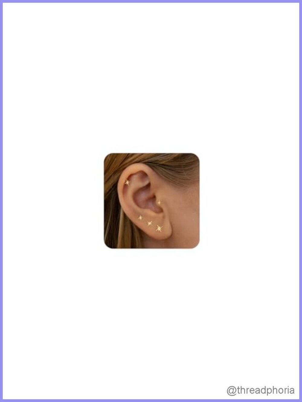 925 Sterling Silver Gold Plated Stud Earrings Set Cartilage Hypoallergenic